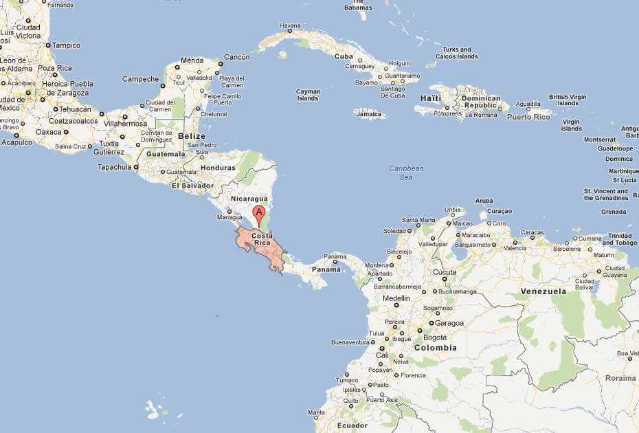 map of costa rica central america